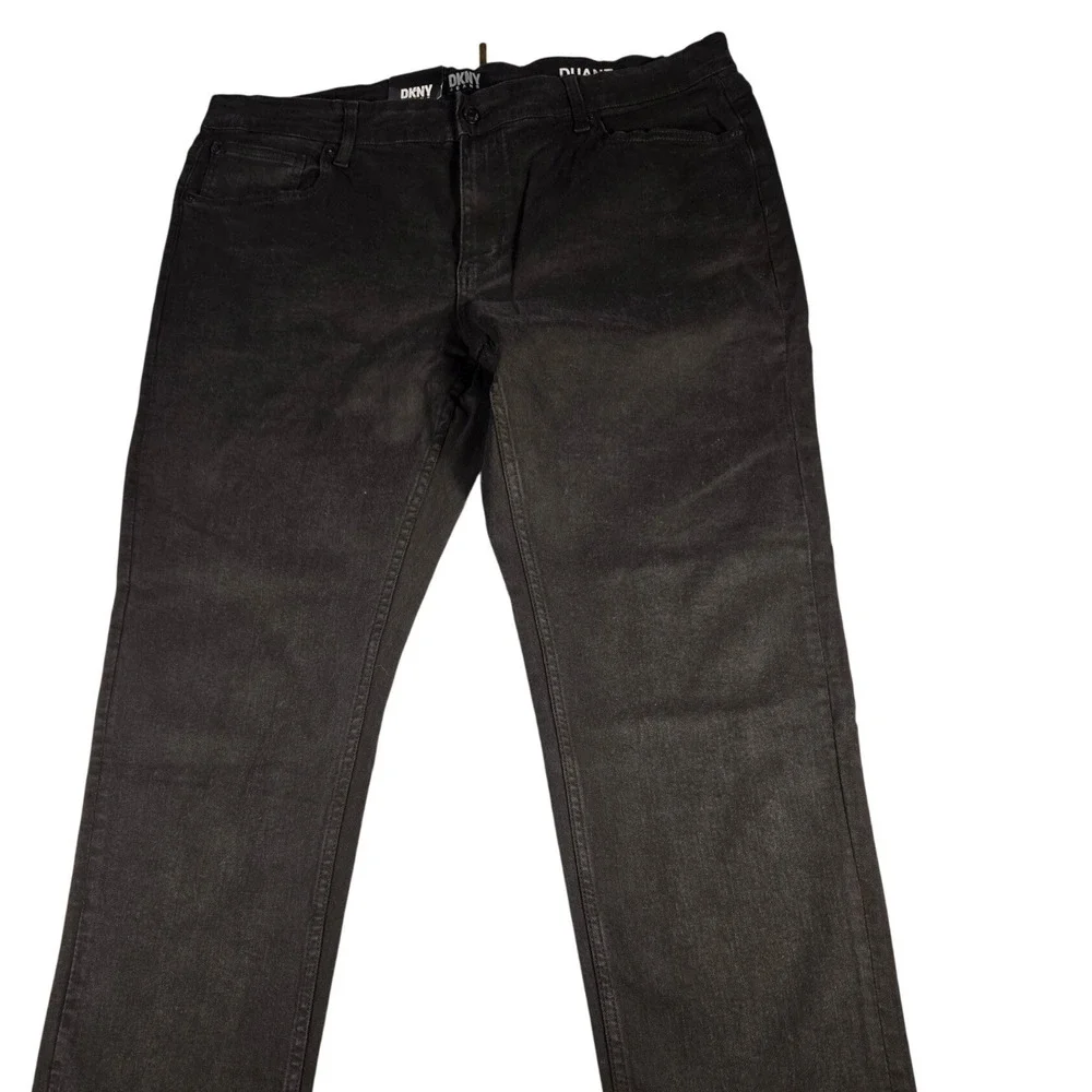 DKNY Jeans Mens 38x34 Black Rinse Straight Fit Stretch Denim Pants 1529147 2 Prs